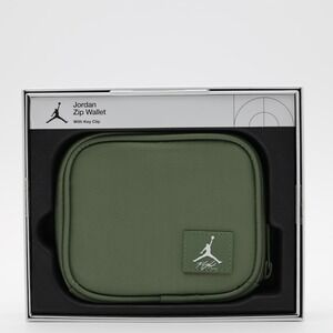 Jordan Men's Key Clip Slip Pocket Card Flight Zip Wallet Nylon Green‎